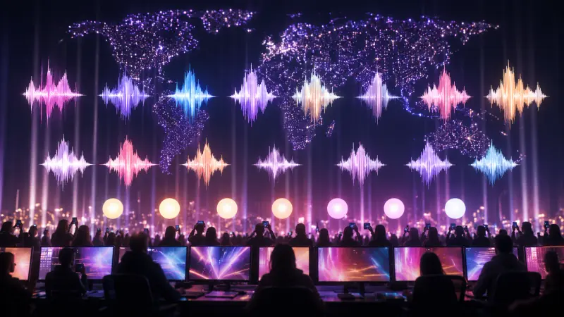 BTS ARIRANG Billboard record shown as thirteen glowing global chart lanes